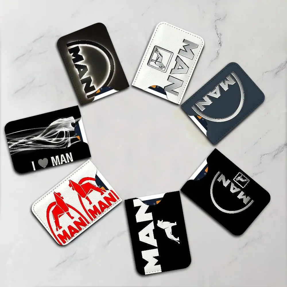 M-Man T-Truck Logo Universal PU Leather Slim Card Wallet, ID Credit Card Organizer, Compact Portable Holder for Outdoor