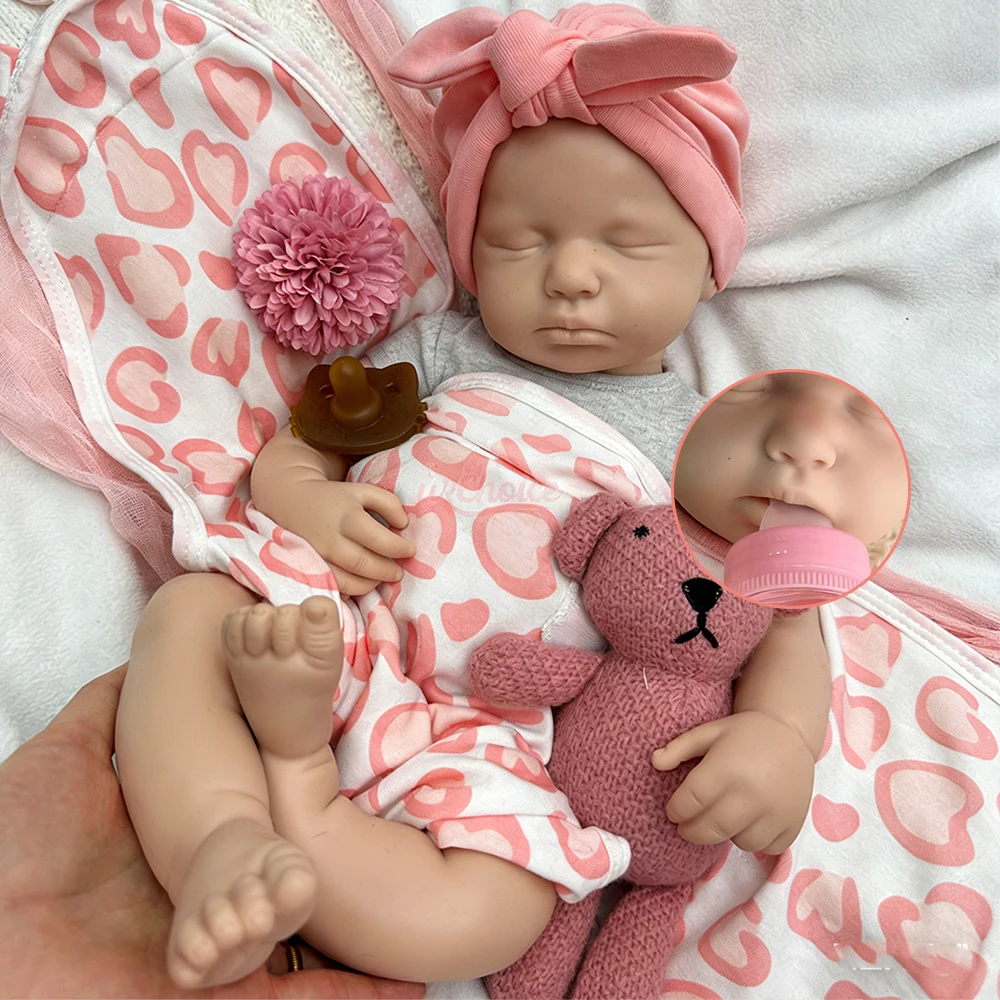 

Flexible Limbs & Head 50cm Loulou Full Body Silicone Reborn Baby Girl/Boy Realistic Weighted Newborn Doll for Nursing Training