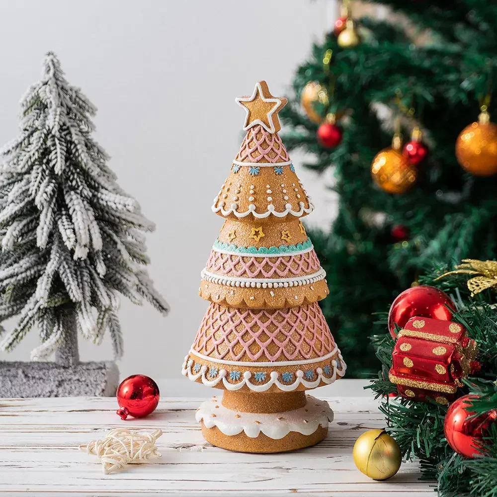 Creative Christmas Atmosphere Decorations Gingerbread Christmas Tree Sculptures Home Decor Living Room Exquisite Gifts