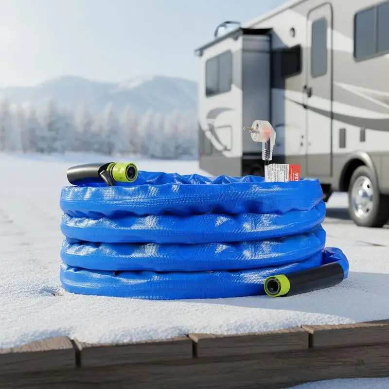 

25ft Heated Water Hose for RV, Heated Drinking Water Hose with Corrugated Cover Antifreeze to -45°F, Automatic Self-regulating, 5/8" I.D. with 3/4" GHT Adapter, Lead and BPA Free