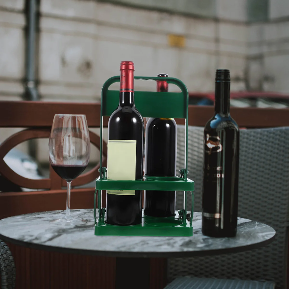 

Four Holes Folding Wine Rack Portable Handheld Beer Carrier Four Bottles Of Drinks Cocktail Display Stand