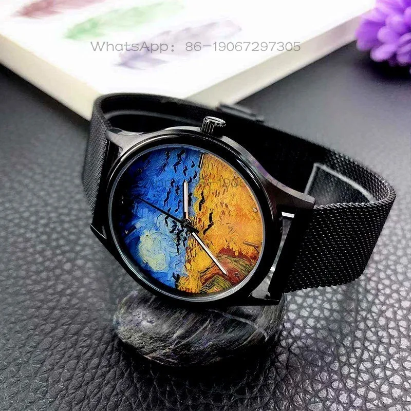 Illustration Wheat Field Crow Art Classic Creative Watch Men's Quartz Watch