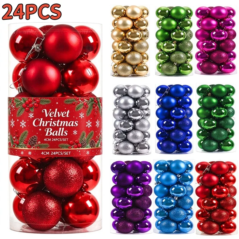 24/72PCS 4CM MINI Christmas Ball Ornaments Christmas Tree Red Green Gold Pink Christmas Ball DIY Ornaments Decoration Home Decor