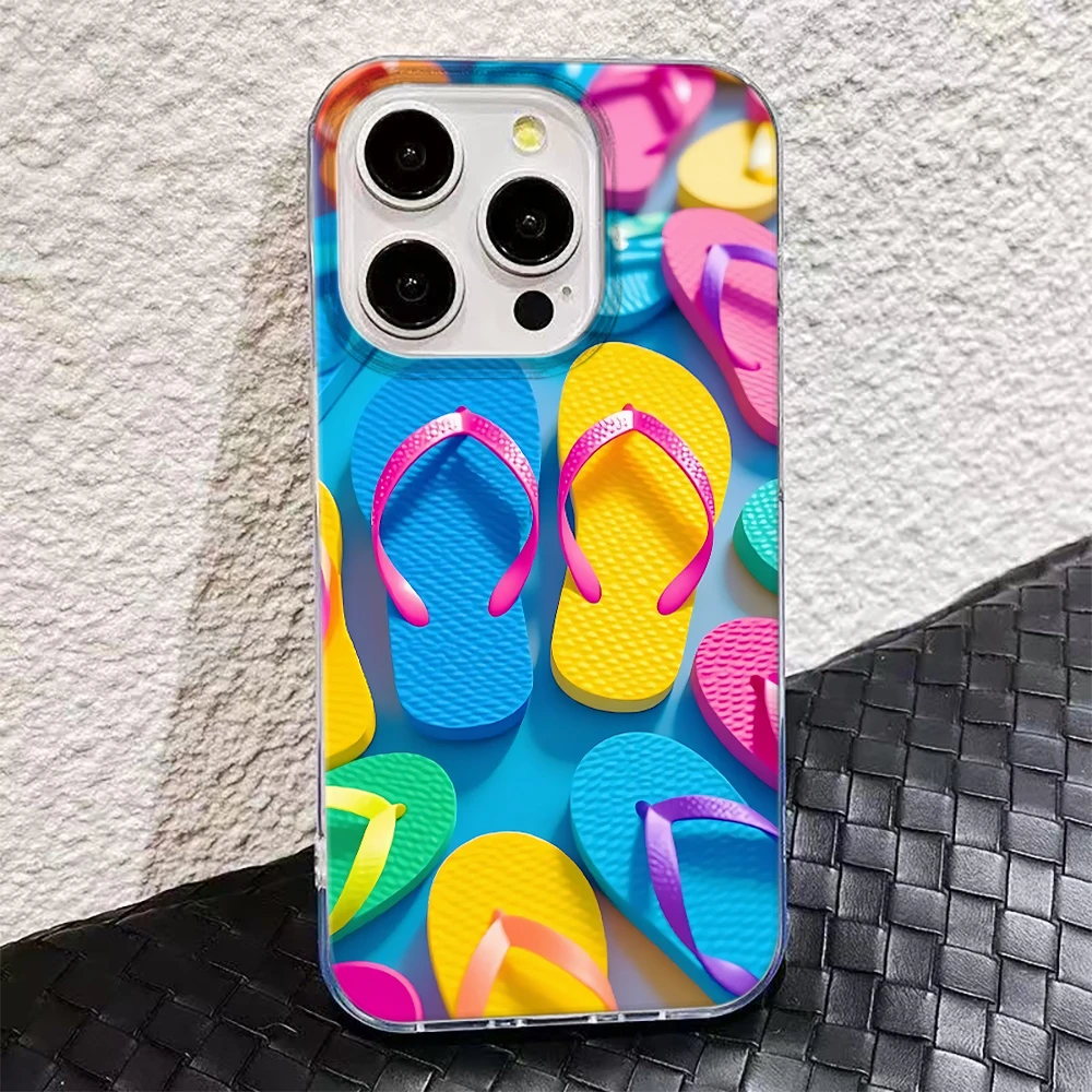 Colorful Flip Flops Phone Case For Iphone 17E 16Ee 16E 15 14 13 12 11 Pro Max 17E Air Plus Anti Fall Matte Cover