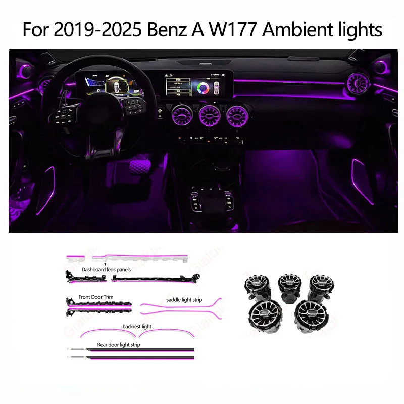 Gialulimn LED Ambient Light for A Class W177 CLA 2019-2025 Atmosphere Environmental MoodLight Interior Decorative Lighting