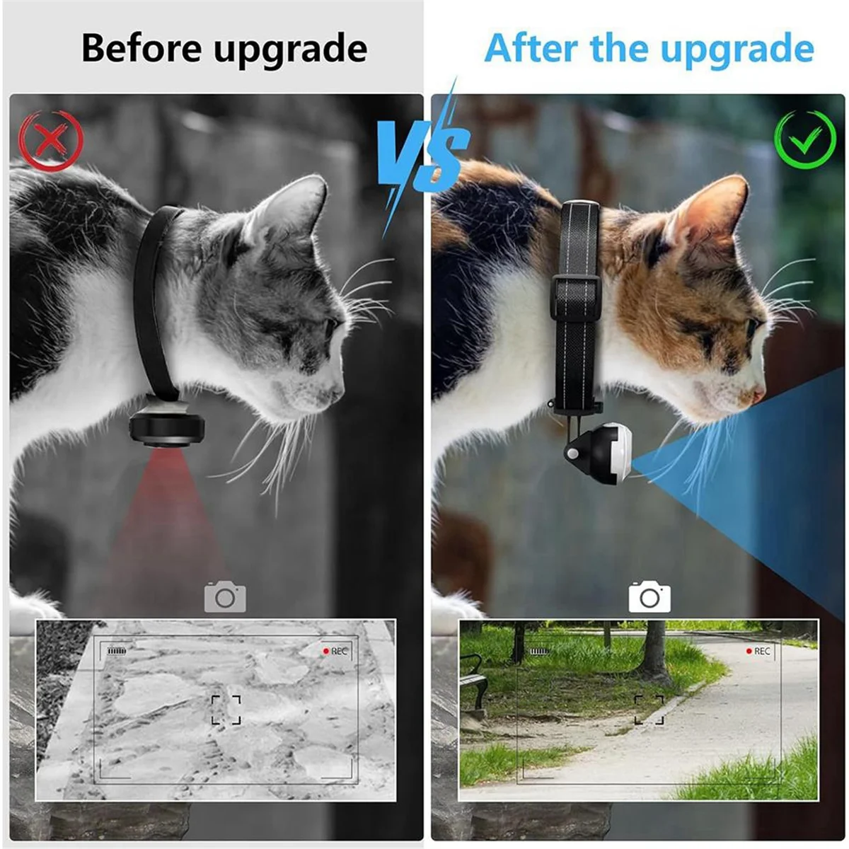 

RISEN Cat Camera Collar Wireless Cameras with 170 Wide Angle Lens Stable Collar Camera Sport Action Camera(A)