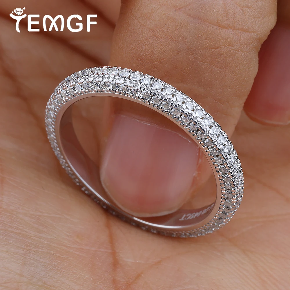 

TEMGF Certified Full 1mm Moissanite Rings for Women S925 Sterling Silver Tail Ring Birthday Party Jewelry Fashion Item