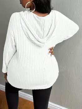 Nadměrné velikosti, evropské a americké, přeshraniční, podzimní a zimní, nová ležérní jednobarevná mikina s kapucí a zipem na polovinu 8 nejlepší prodej AliExpress Plus - №4