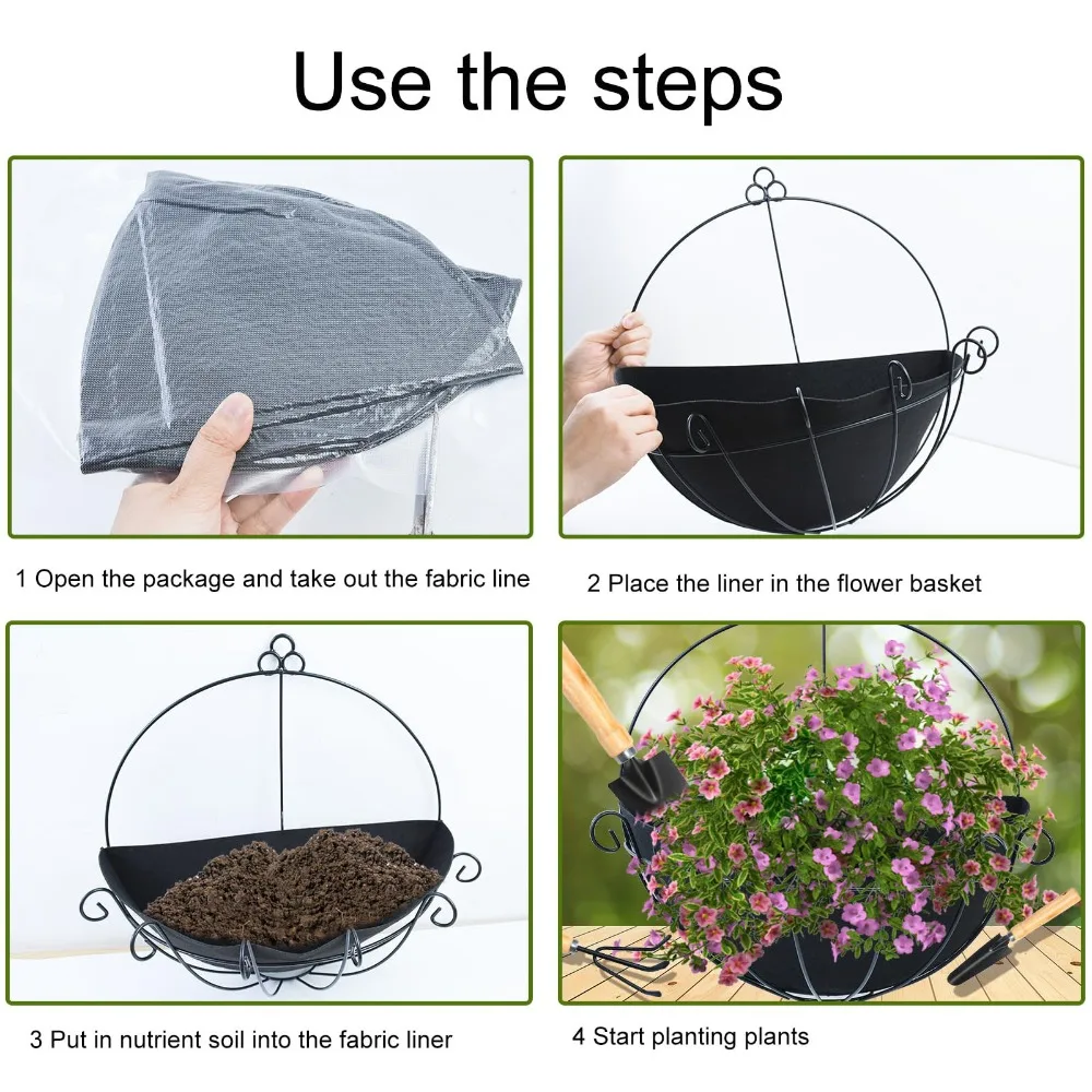 3pcs Reusable Half Round Planter Liners 12 Inch Black Felt Planter Liners 16 Inch Half Circle Flower Pot Liners Indoor Home Use