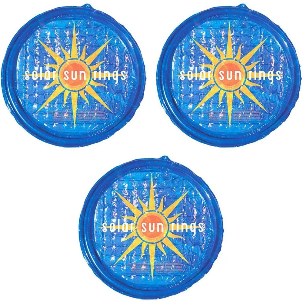 Solar Sun Rings 3-Pack Blue Circular Solar Cover - UV Resistant Heater for Above Ground & Inground Pools, Hot Tubs - Easy Clean
