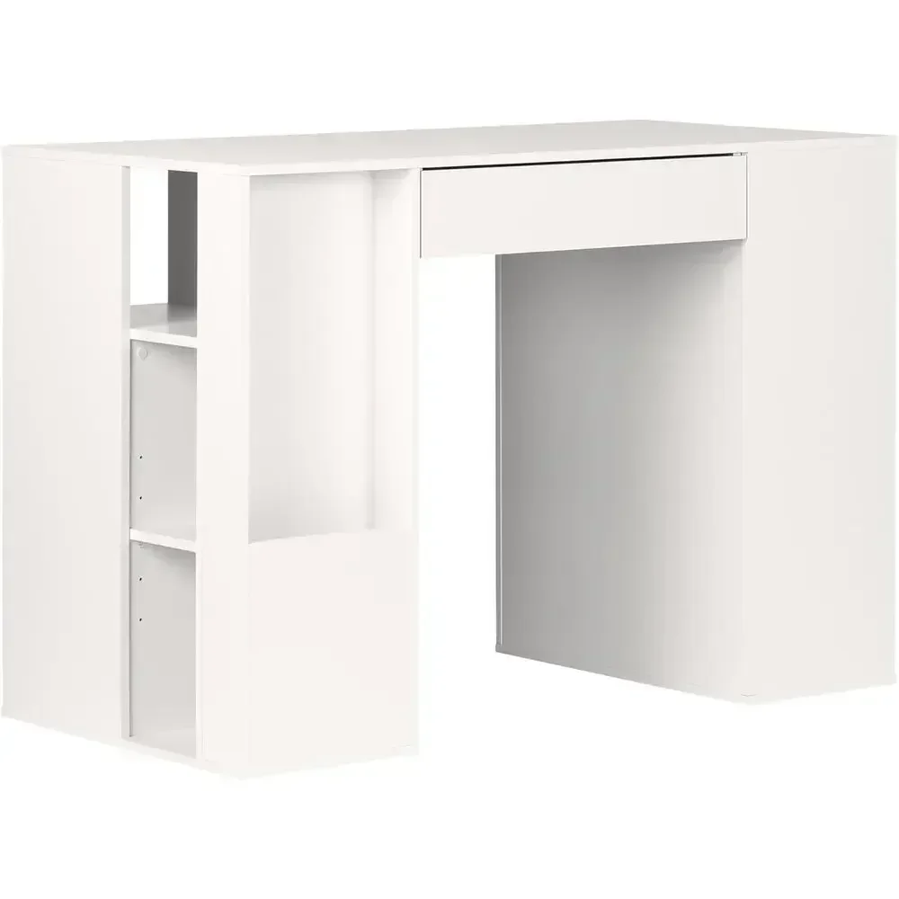 Counter-Height Crate Table with Scratch-Resistant Surface and 4 White Baskets