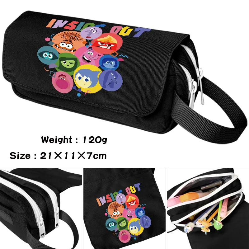 Disney Inside Out 2 Pencil Bag Case Anime Joy Sadness Anger Double-Layer Multifunctional Pen Case Students Stationery Supplies