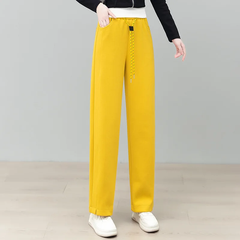 

Yellow Scimitar Pants for Women, Spring and Autumn, Elastic, Comfortable, Versatile, High-Waisted, Loose Scythe Long Pa