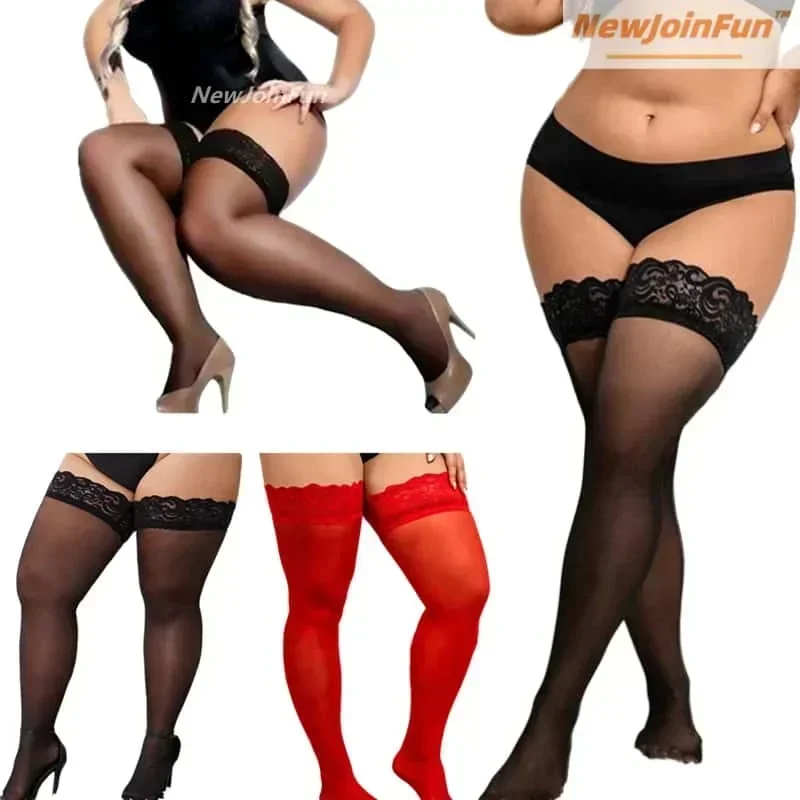 

Plus Size Fishnet XXXL Stockings for Oversized Women Sexy Lace Thigh High Knee Sock Transparent High Elastic Plus Size Socks