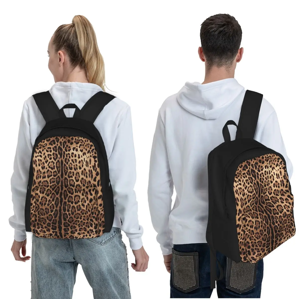 Leopard Print Skin Student Backpack School Bag Hiking Travel Daypack for Men Women Fashion Bookbag Shoulder Bags