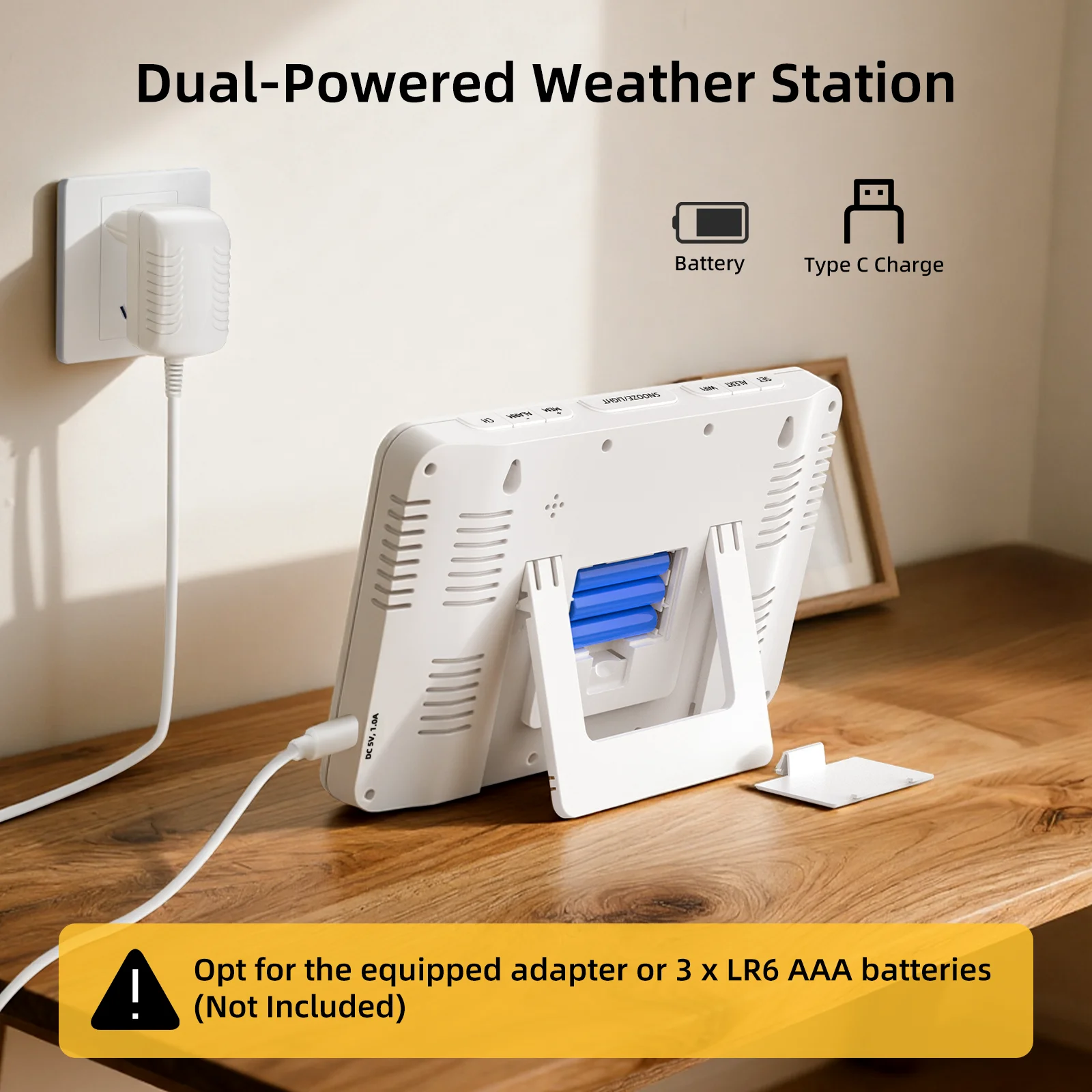 Tuya WiFi Smart Weather Station Temperature and Humidity Meter Time Calibration Moon Phase Atmospheric Pressure Weather Clock