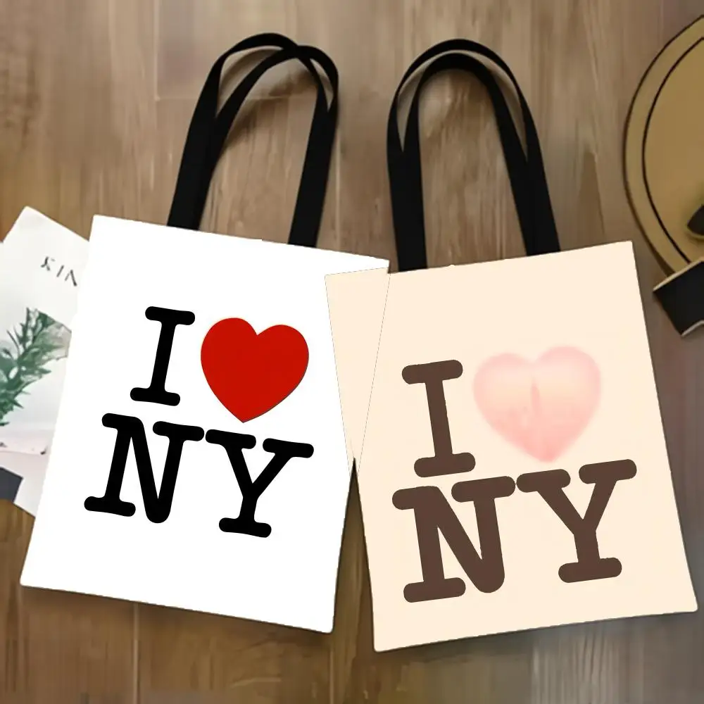 I Love New York Storage Bags Lightweight Canvas Tote Bag Large Capacity Shoulder Shopper Fashion Eco Multi Purpose Handbag