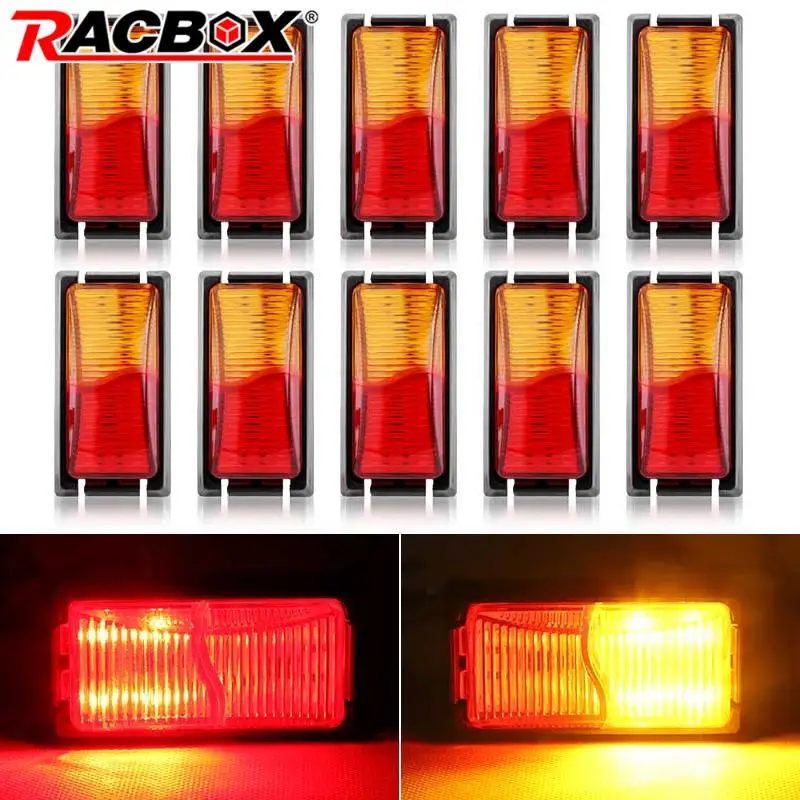 

10pcs Red Yellow 8led Turn Signal Lamp 12V 24V LED Side Marker Light Rear Light Warning Stop Lamp For Car Truck Trailer Tractor