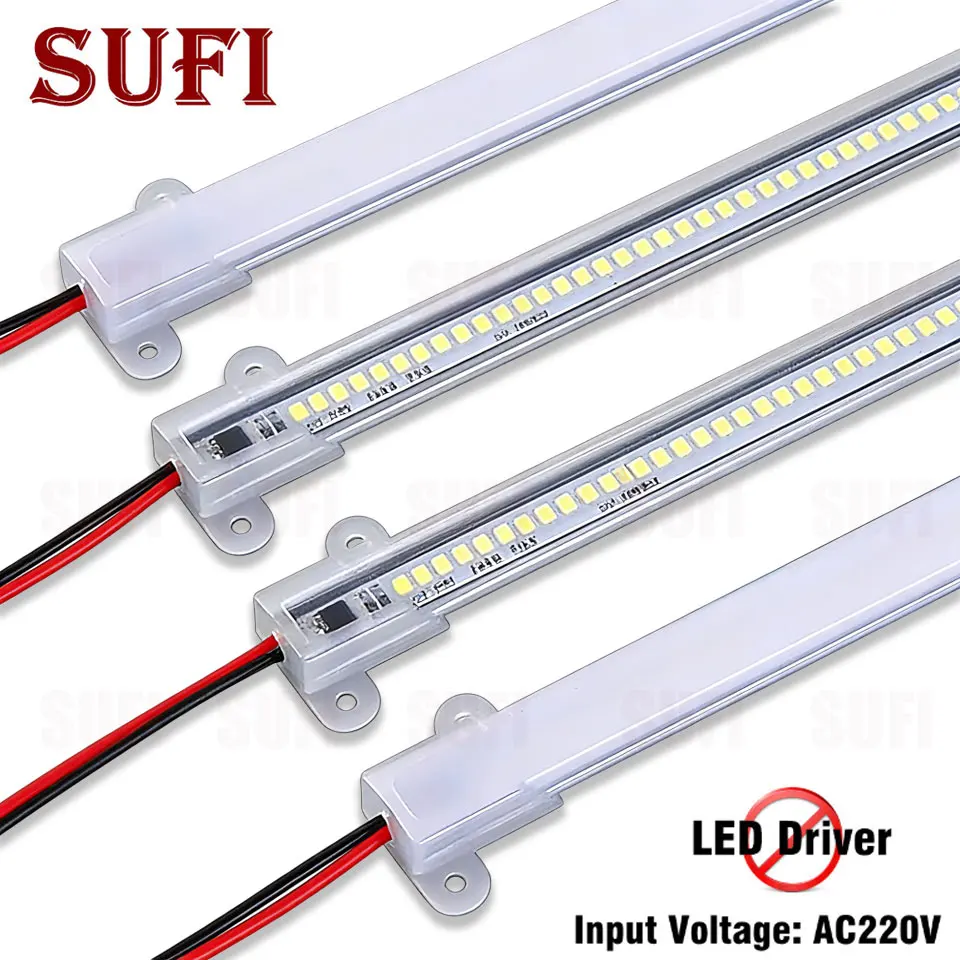 5Pcs LED Strip Light Without Driver AC220V Ultra-thin Strip Light Super Bright Display Cabinet LED Strip Shelf Light Tube
