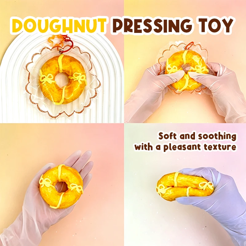 Simulation Donut Fidget Stress Relief Toys Slow Rebound Doughnut Sensory Pressing Soft Squeezes Toy for Adults Christmas Gifts