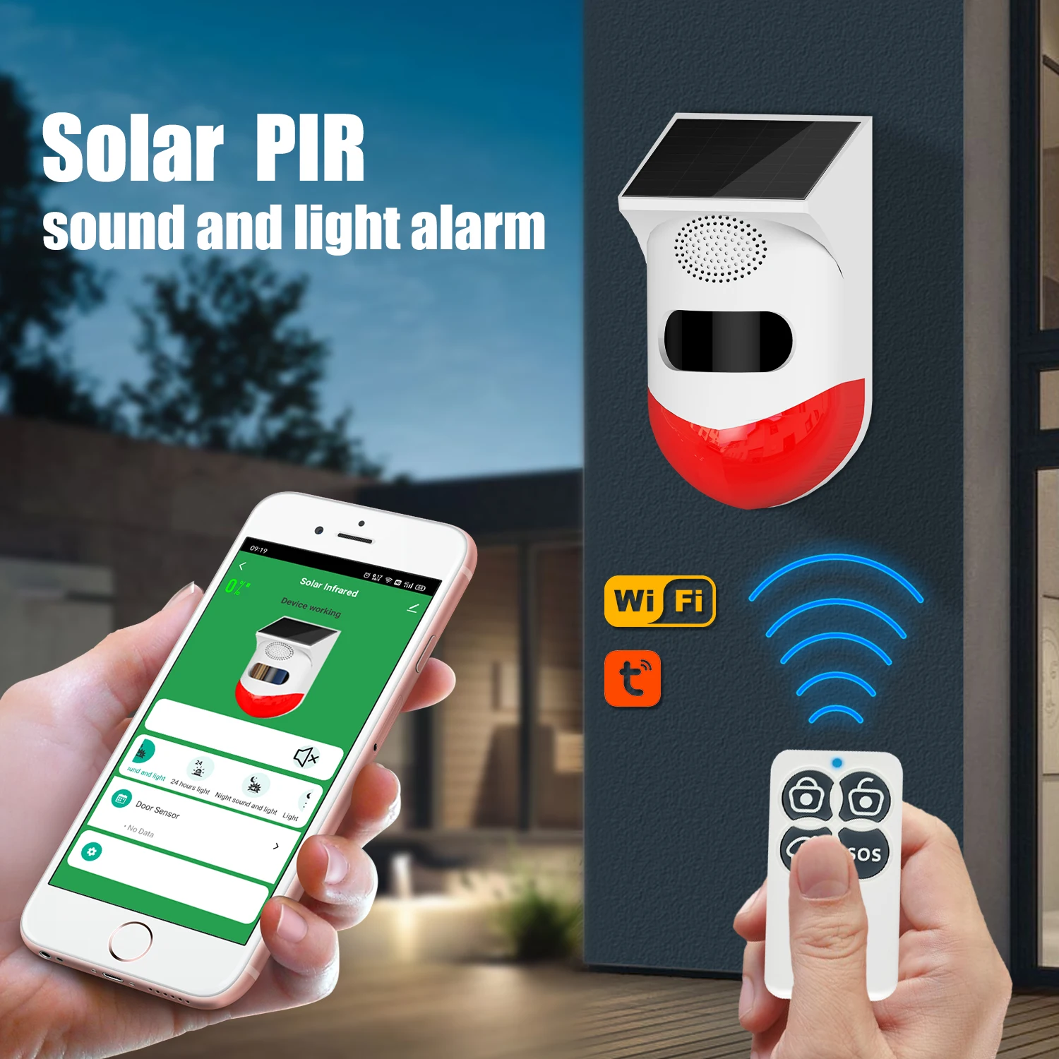 Tuya Smart WiFi Outdoor Solar PIR Infrared Montion Detector Waterproof Wireless 433MHz Burglar Security Detector Sound Alarm