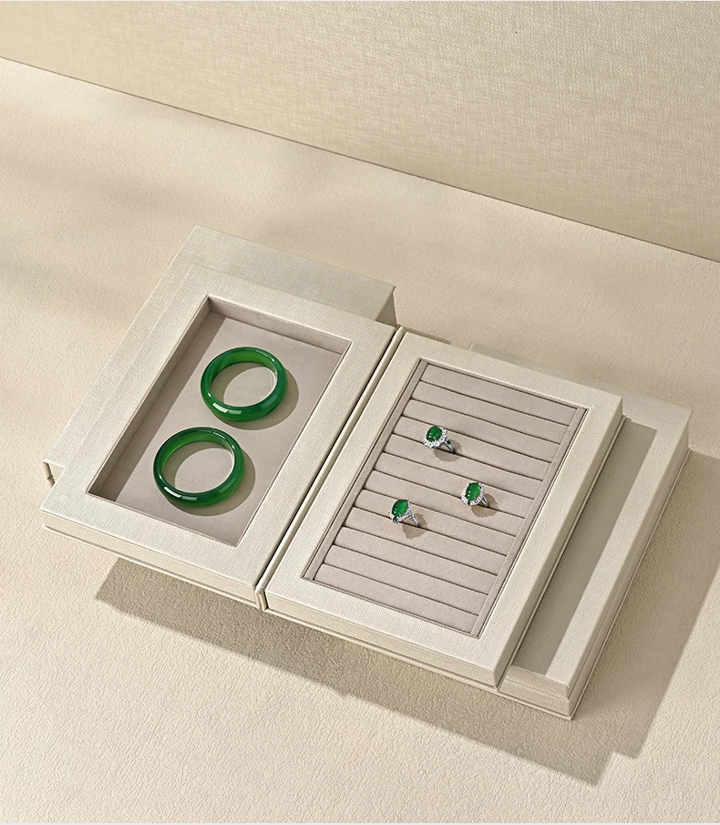 Oirlv PU-Leder Schmuckaufbewahrungsbox, Buchbox mit Klappdeckel-Design, Halsketten-Organizer, Ringaufbewahrungsbox, Schmuck-Display-Aufbewahrungszubehör – Detail 6