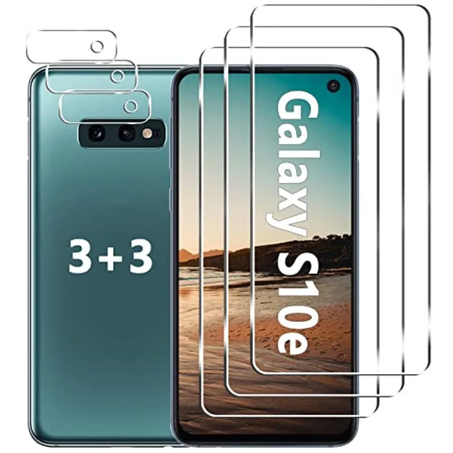 

[3+3 Pack] Galaxy S0e Screen Protector + Camera Lens Protector, HD Tempered Glass Film, 9H Hardness, Scratch Resistant, Easy In