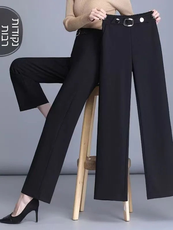 

High Waist Slimming Micro Flare Pants Women's Fashionable Long Trousers Spring Autumn Meat Concealing Korean Style Polyester ...
