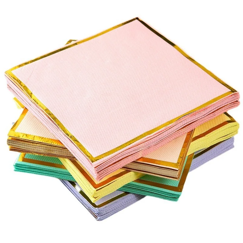 

20Pcs Gold Plated Solid Color Table Dinner Tissue Napkin Paper Theme Party Restaurant Decoration