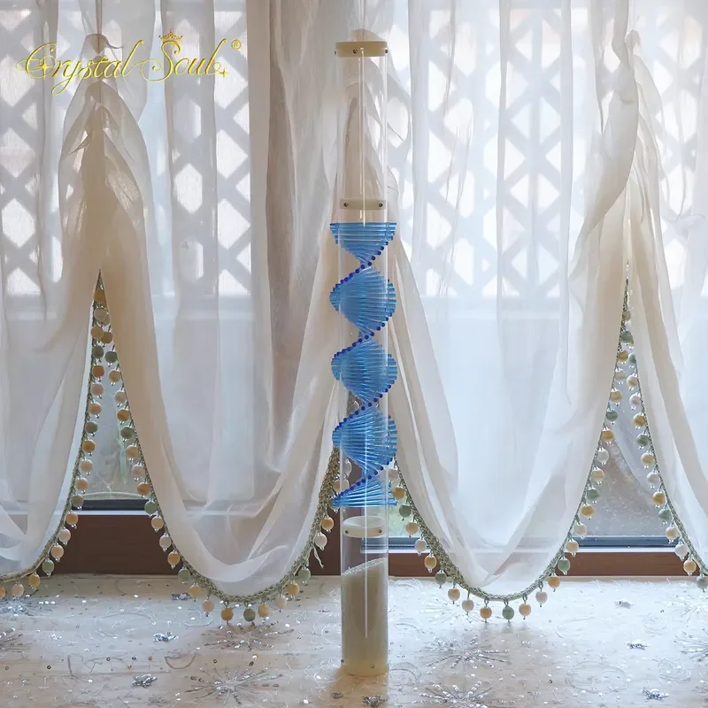 Crystal Soul Customizable 1Min 10 Min 15 Min Sound Healing Blue DNA Rain Stick Imitates Rain Instruments