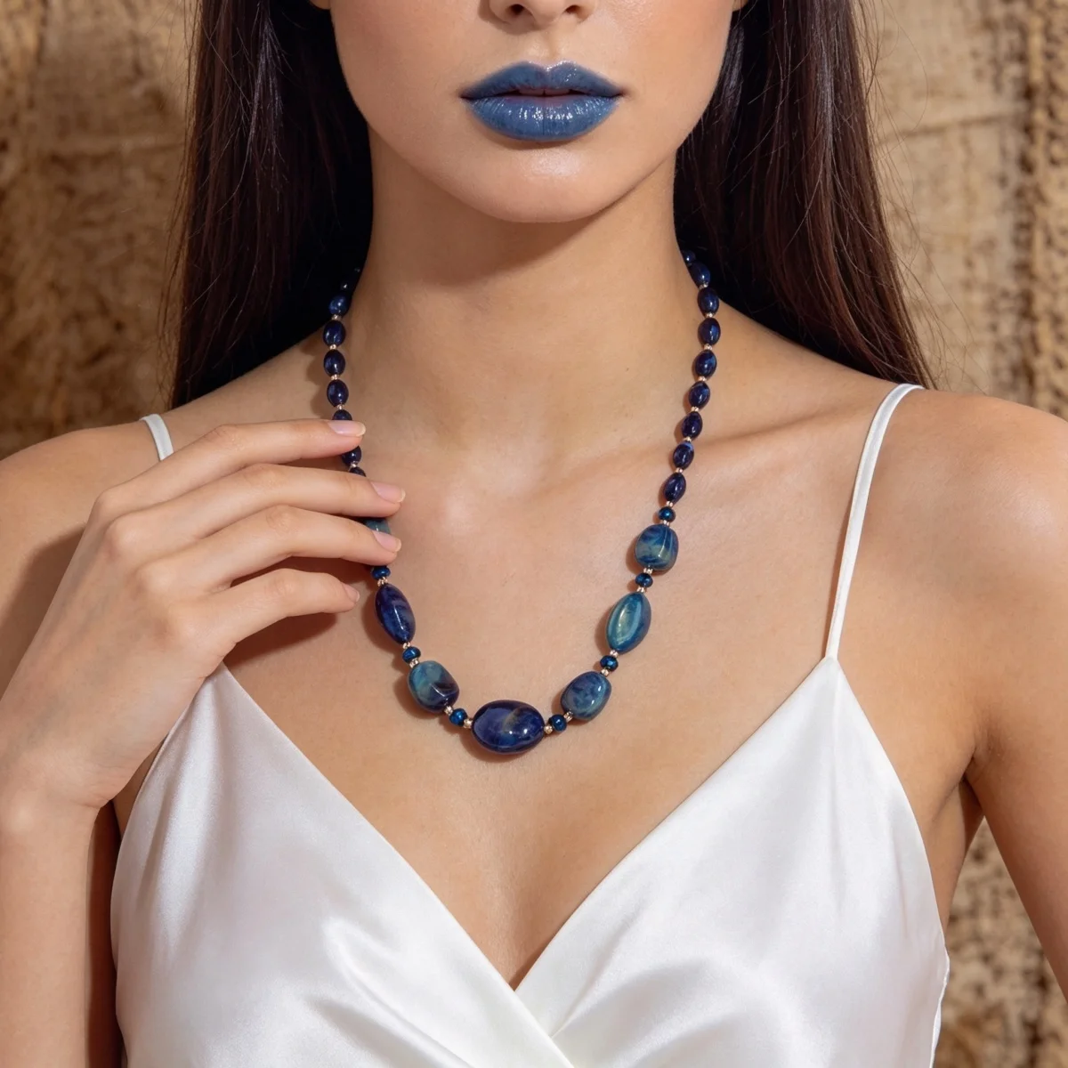 Trendige Punk-Halskette mit unregelmäßigen Harzperlen für Damen und Herren, minimalistische geometrische Acryl-Kristallperlen, Choker, Partyschmuck – Detail 7