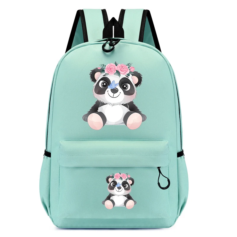 Cute Little Panda Aquarela Animal Mochila, Mochilas Escolares na Moda, Girl Bookbag, Crianças Viagem Moda, Kawaii, Novo