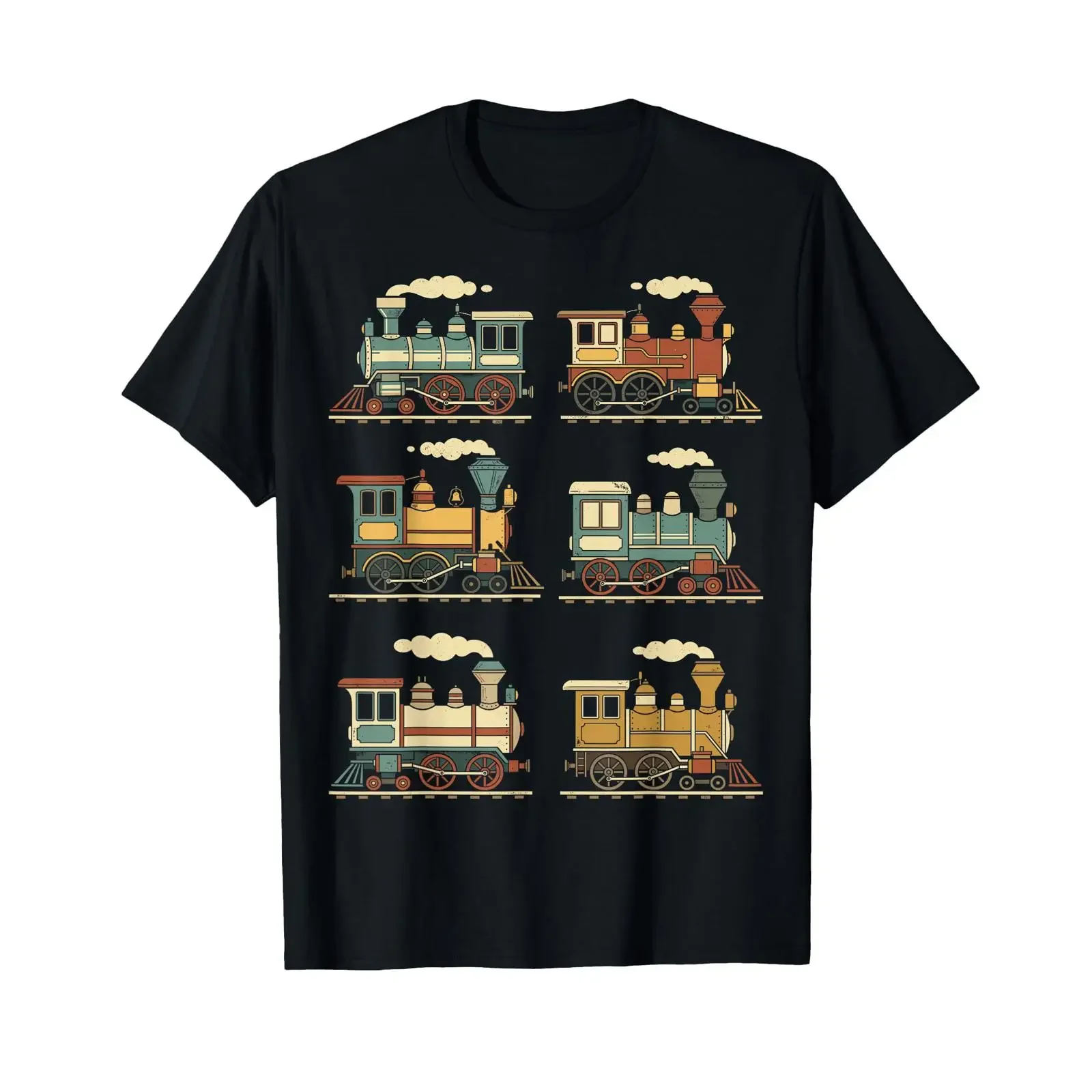Steam Train Engines Locomotive Railroad Kids Trains T Shirt vintage Washed Stylish Unisex Casual streetwear Slightly graphic