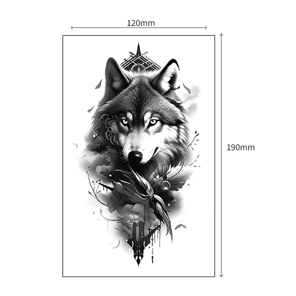 Waterproof Temporary Tattoos for Men Women Lion Tiger Wolf Animal Tattoo Sticker Body Art for Arm Fake Tattoo
