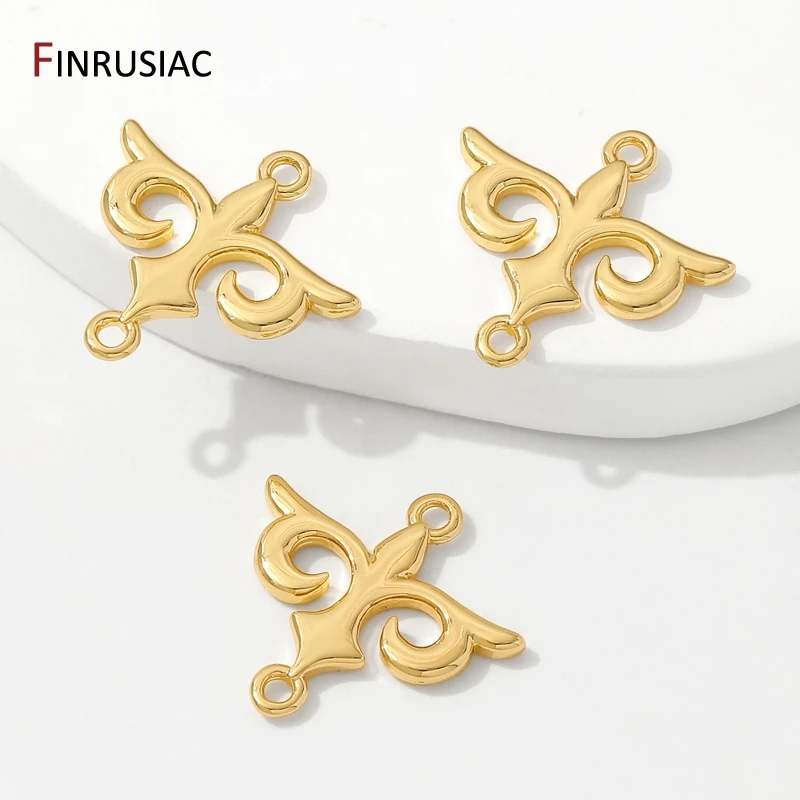 18K Gold Plated Brass Heart/Angle Pattern Connector Charms,Double Hole Charms Connector For DIY Bracelet Making Accessories