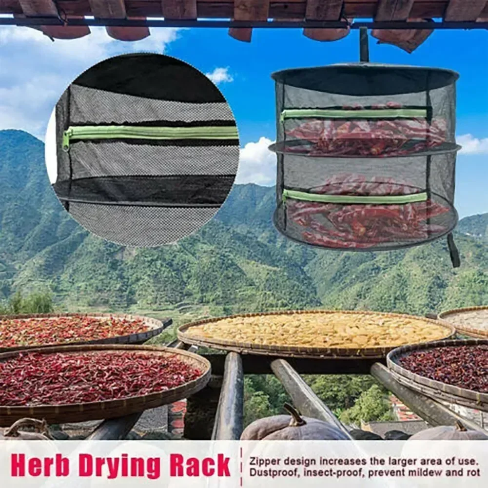 Dryer Flowers Herb Mesh Fish Rack Organizer Basket Herbs Drying Plants 2/4/6/8 Net For Folding Vegetable Layers Dry Bag Hanging