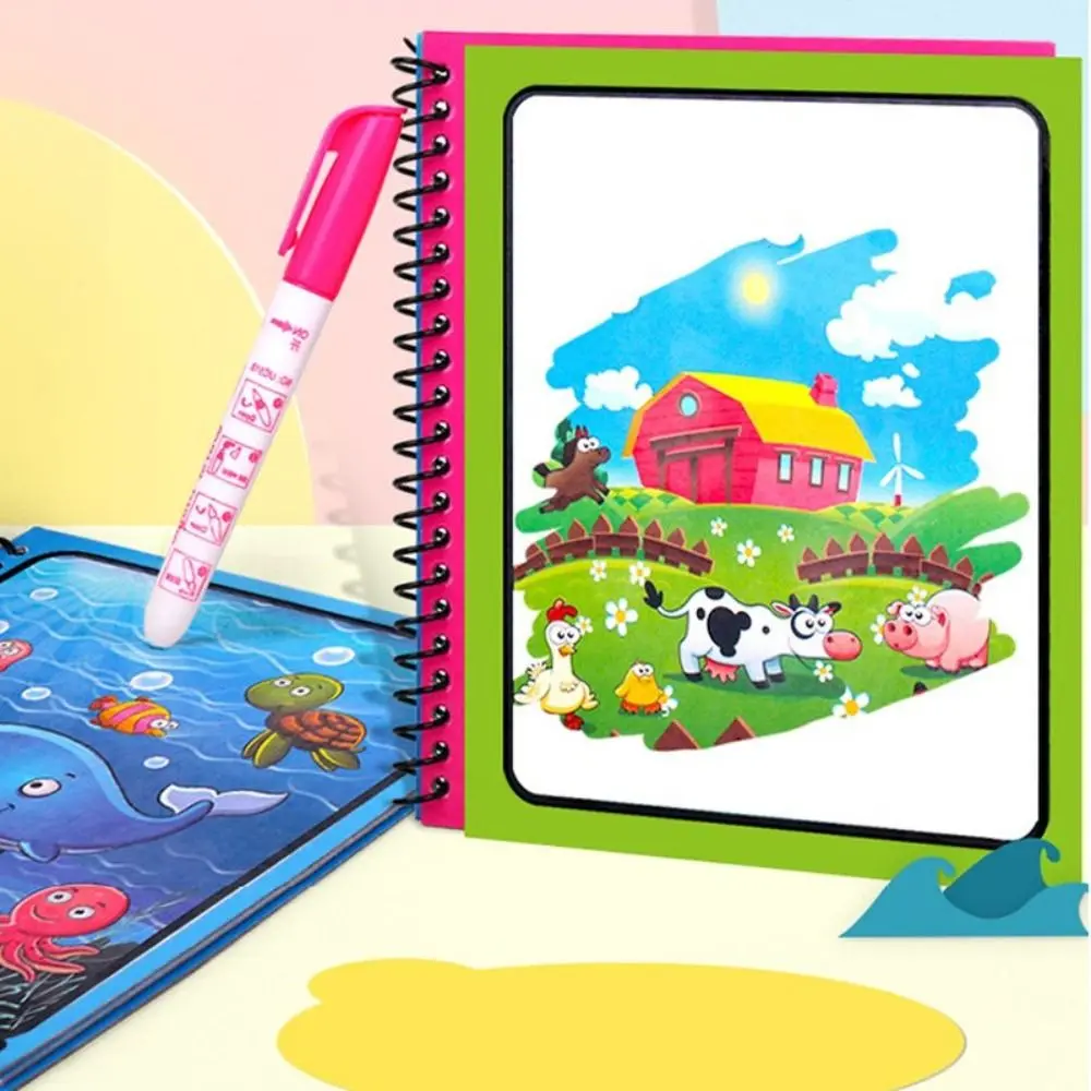 Libro mágico reutilizable para colorear con agua, pintura de grafiti para guardería, juguetes sensoriales para niños, libro para colorear DIY