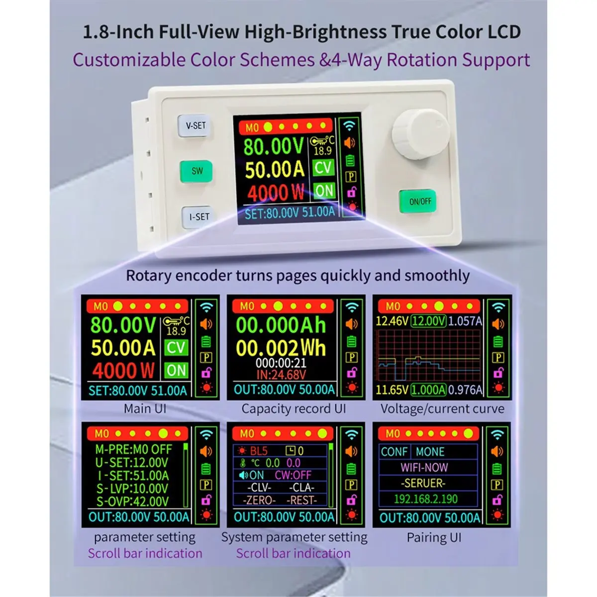 CH◆☆§XY8030S CNC DC Converter 80V 30A 2400W MPPT Solar Charging CV CC Step-Down Module Color LCD Display with Screen~HOT SALE