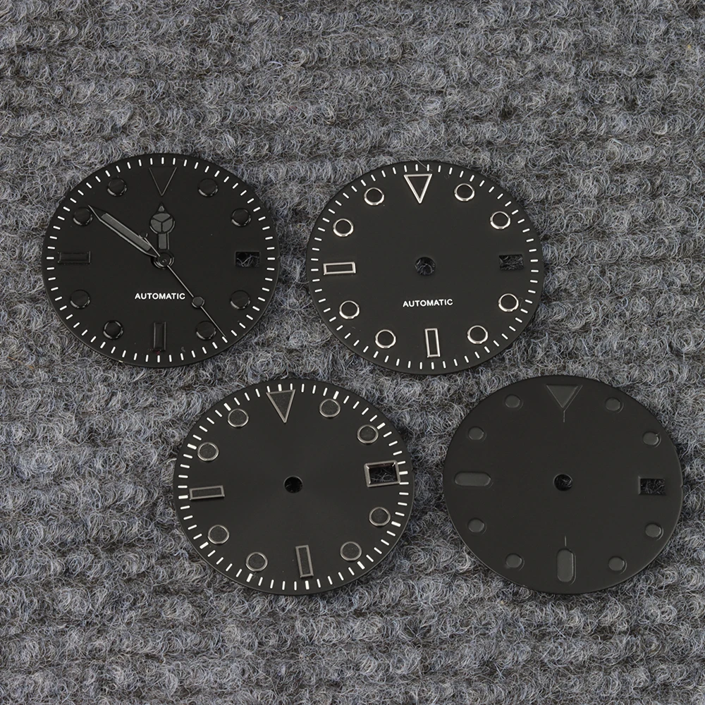 

NH35 Dial 28.5mm Black Watch Dial Hands Green/No Luminous Watch Face NH35 Watch Replacement Parts For NH35 NH36 NH38 Movement