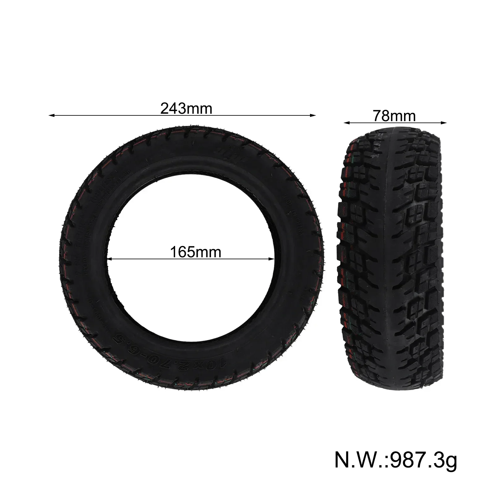 

Off-road Tire Inch 10x2.70-6.5 Cycling Parts Electric Scooter Accessories Replacement Self-Repair Tires Brand New