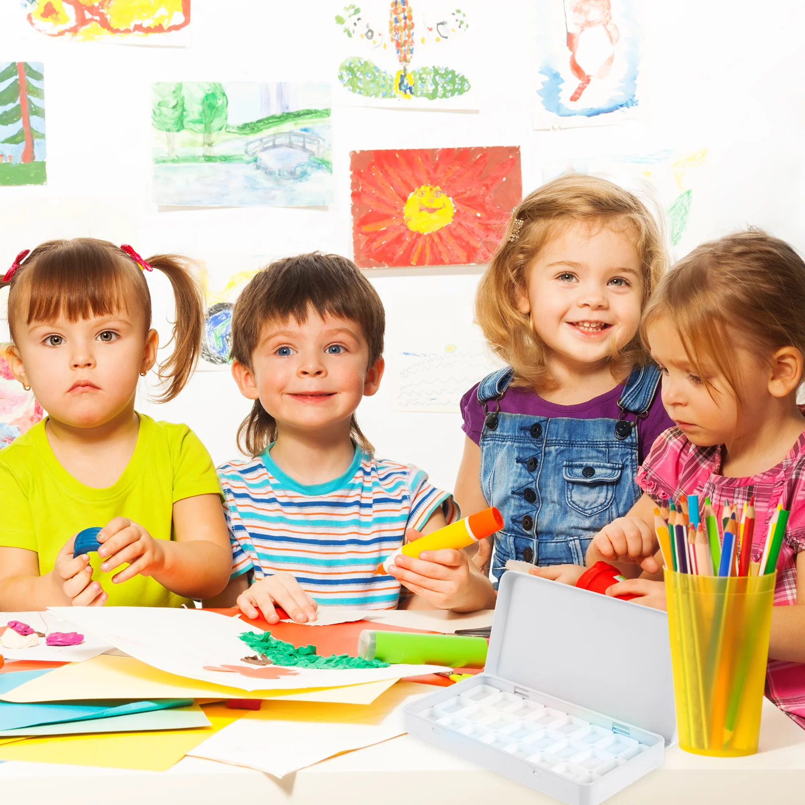 

1Set Compartments Color Box Sturdy Watercolor Paint Pan Set Portable Palette Case Keeps Colors Fresh Great for on-The-Go Artists