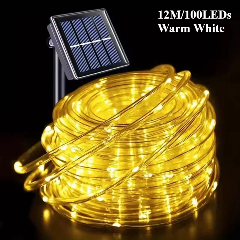 LED Solar String Lights Tuin Waterdichte Tube Rope Lamp Kerst Garland Fairy Lights Voor Outdoor Vakantie Huisdecoratie