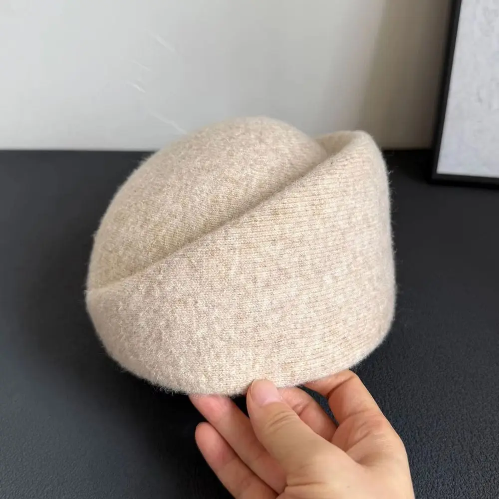 Vintage French Style Pillbox Hat Elegant Fedoras Beret Hat Solid Color Versatile Woolen Top Hat Live Show