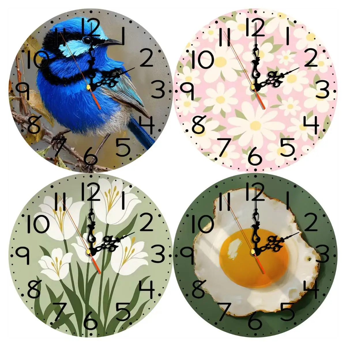 Silent Wooden Round Wall Clock, Non-Ticking Decor Wall Watch for Home Bedroom Living Room, AA Battery Not Included