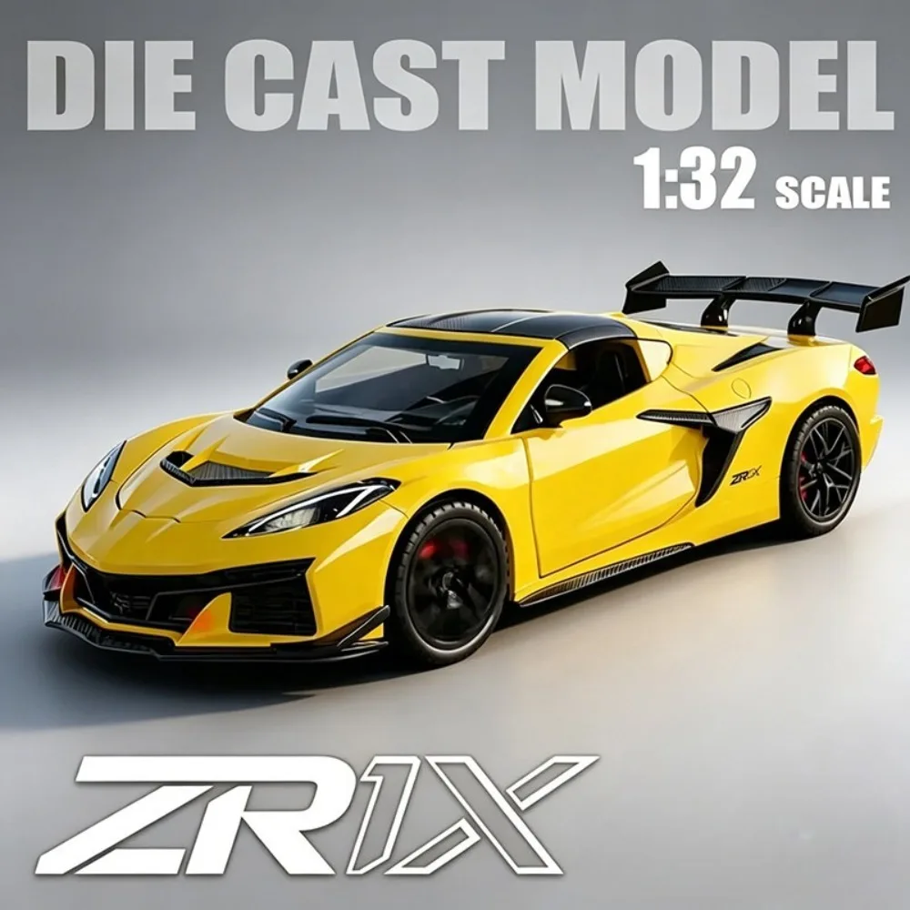 

1:32 Scale C8 ZR1X C2 Model Toy Car Metal Diecast Doors Opened Supercar Rear Wheel Pull Back Models Toys Exquisite Gifts