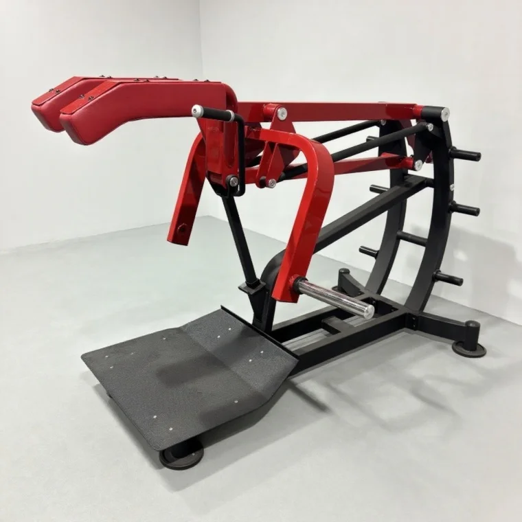 High Quality Commercial Indoor Gym Machine New Type Steel Plate Loaded Hack Squat Leg Training Equipment Safety Feature