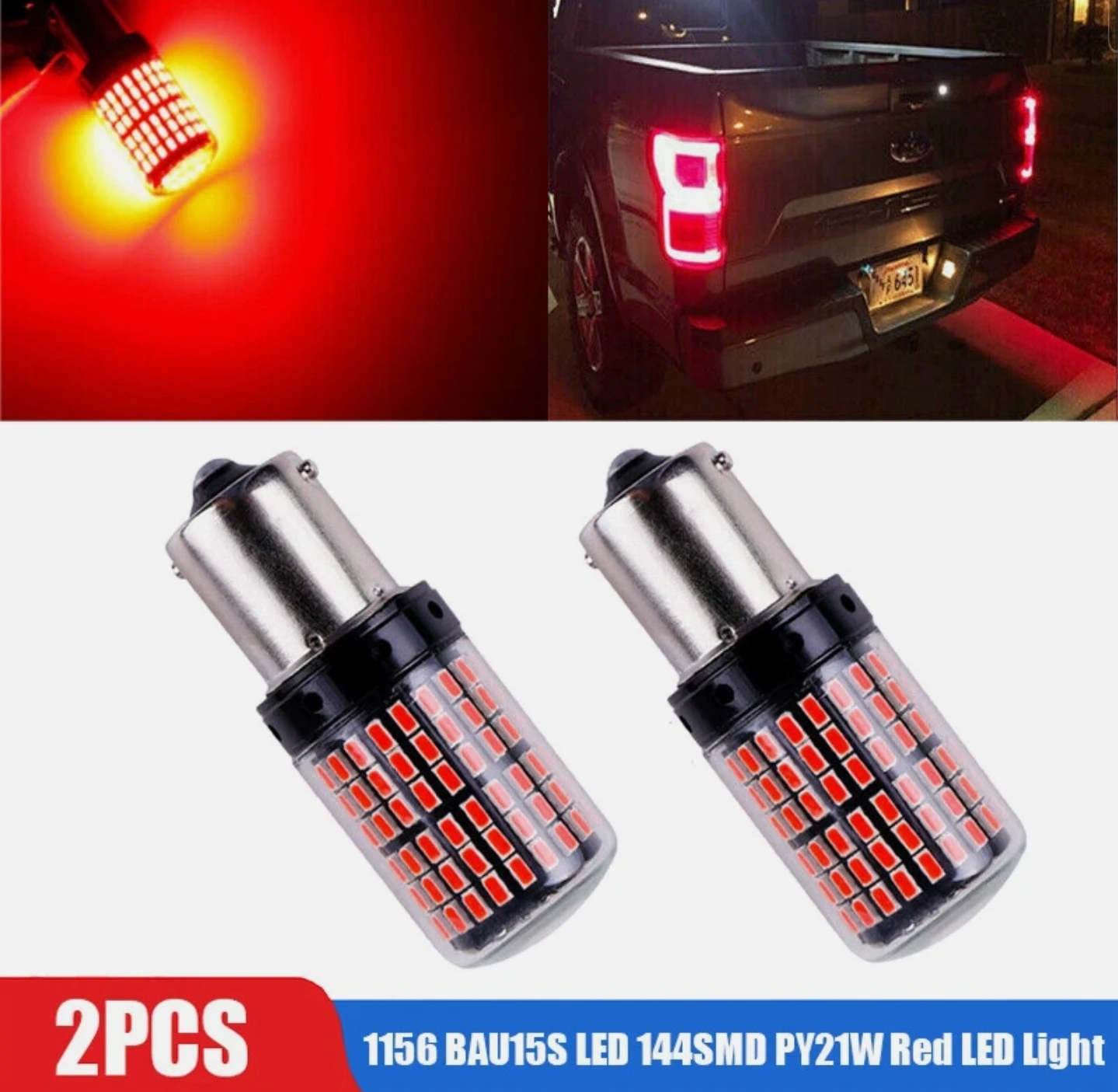 

2x Canbus 1156 BAU15S LED 144SMD PY21W Красный светодиодный автомобильный тормозной фонарь заднего хода