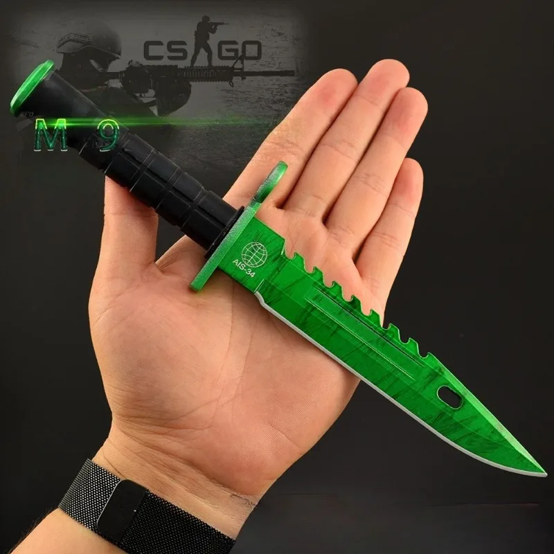 Csgo M9 Esmeralda Doppler de 26cm, juego de arma de Metal, espada periférica, manualidades samurái, accesorios de regalo, colección de adornos, juguete para niño