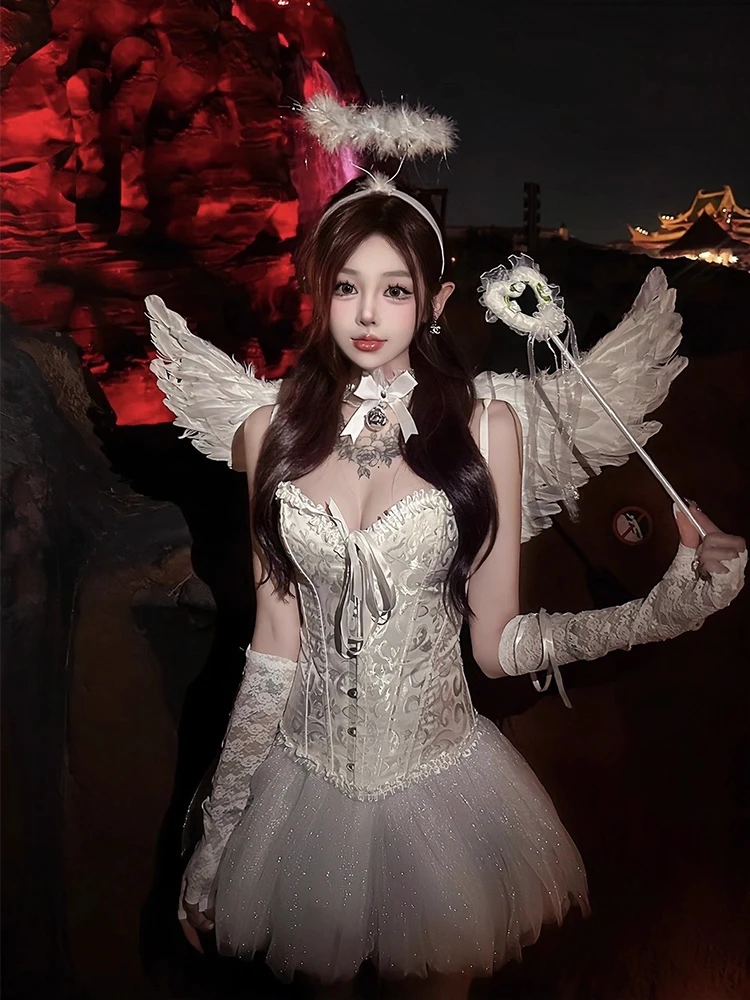 

Сексуальный костюм кролика для косплея, orm Role-plang, комплект на Хэллоуин, наряд маленького дьявола и ангела, женский материал Dr из полиэстера