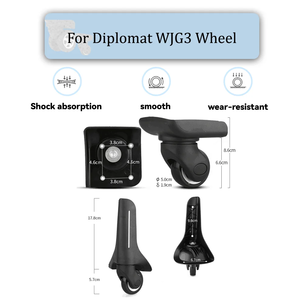 

For Diplomat WJG3 Universal Wheel Black Replacement Suitcase Silent Smooth Shock Durable Absorbing Rotating Accessories Wheels